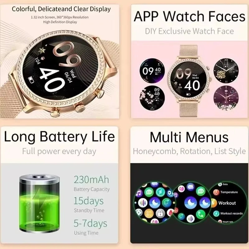 Ladies Smart Watch G9 Women Bluetooth Call Sport PPG+ECG SmartWatch for Women Gift
