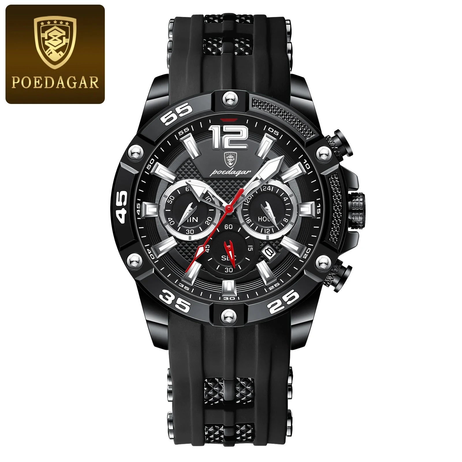 Poedagar 912 Men's Chronograph Watch | Waterproof, Luminous, Silicone Strap iTrade.si