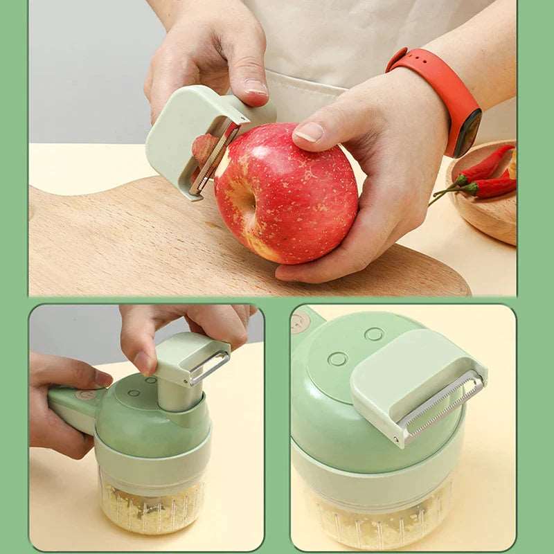 4-in-1 Electric Vegetable Chopping Set - Handheld Wireless Electric Garlic Grinder, Food Chopper, Meat Slicer, and Vegetable Peeling and Chopping Cutte iTrade.si