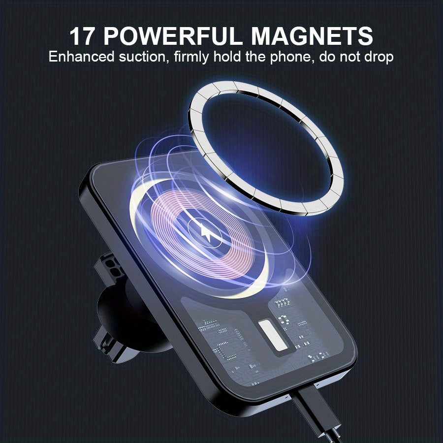 C19T Suitable For Car Wireless Charger, Support 15W Car Magnetic Wireless Charger, For IPhone 14/13/12/11 Pro Max/XR/XS MAX/X/8 Plus