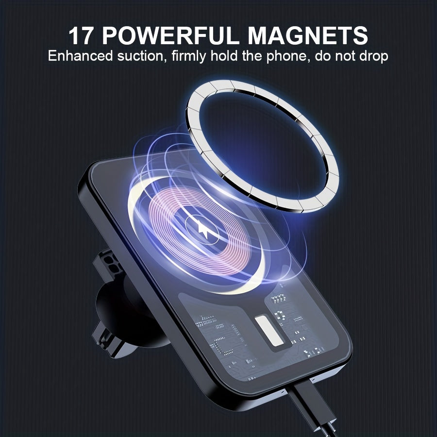 C19T Suitable For Car Wireless Charger, Support 15W Car Magnetic Wireless Charger, For IPhone 14/13/12/11 Pro Max/XR/XS MAX/X/8 Plus