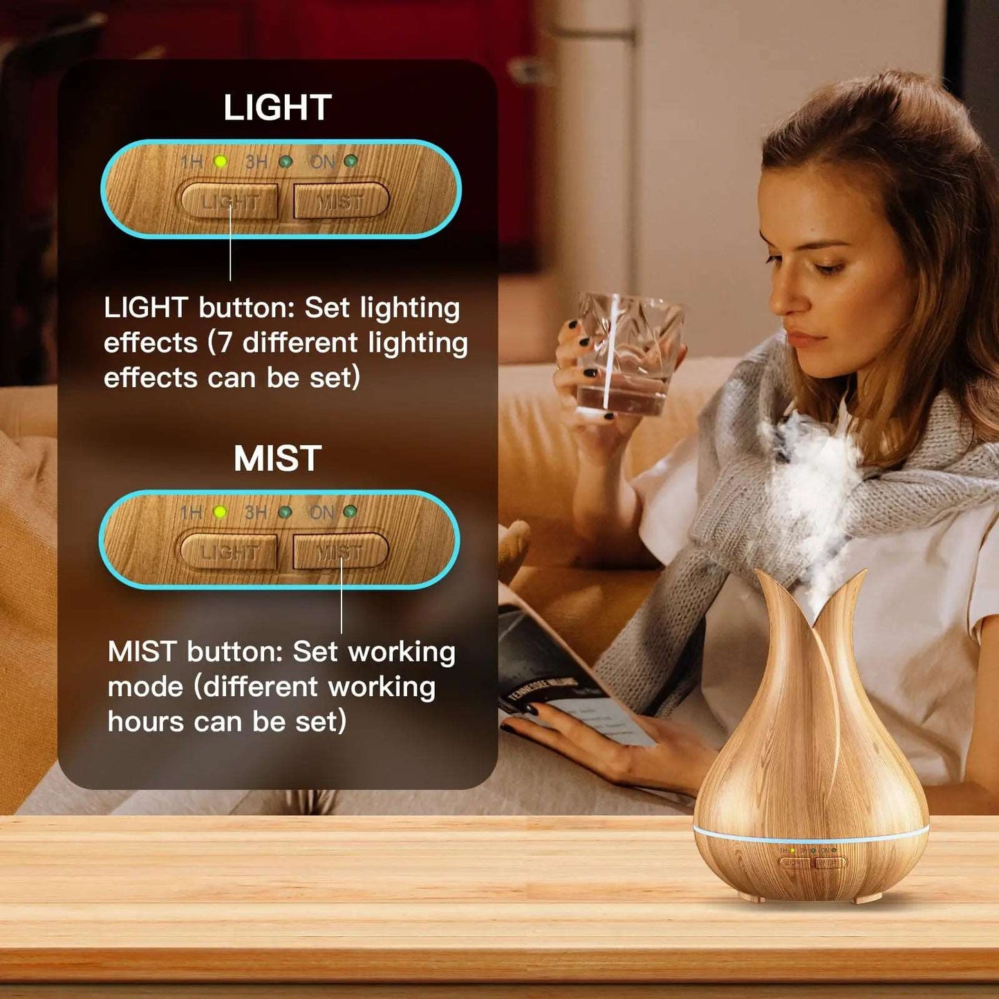 Aromatherapy Diffuser, Small and Cute with 15 Color LED Lights and 3 times Ultra-Quiet for Home and Office iTrade.si