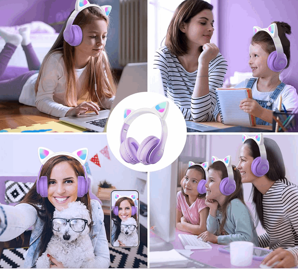 Bluetooth Headphones STN-28 with Cat Ears and LED Lights iTrade.si