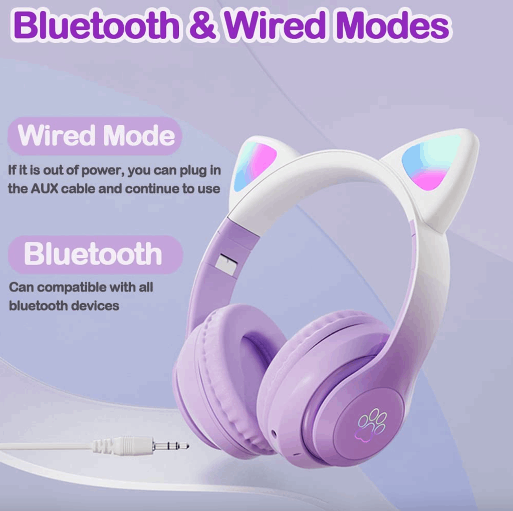 Bluetooth Headphones STN-28 with Cat Ears and LED Lights iTrade.si
