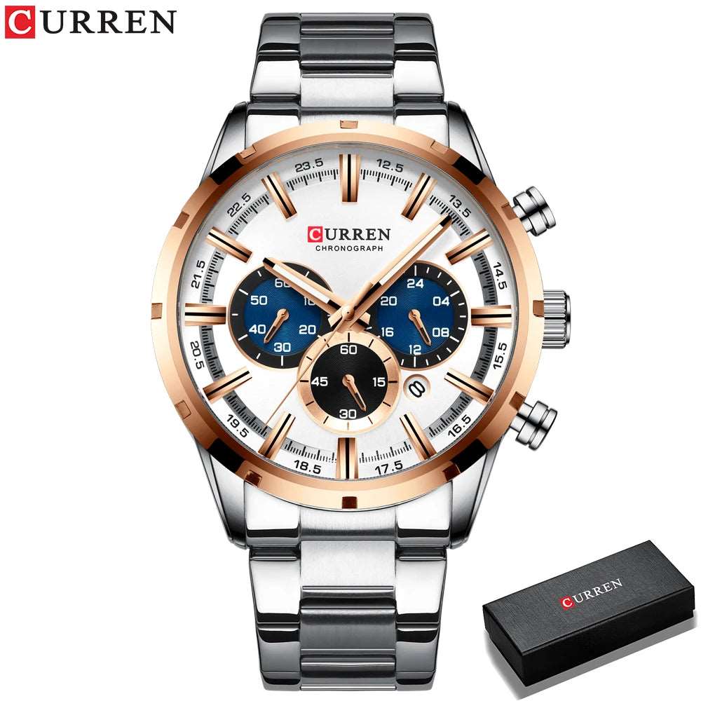 CURREN 8355 New Fashion Chronograph Quartz Watch for Men - Stainless Steel Luxury Sports Timepiece, Top Brand Elegance, and Relogio Masculino iTrade.si