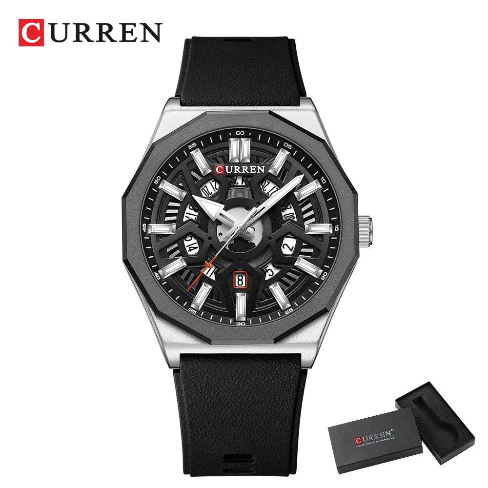 CURREN 8437 Men's Fashion Watch with Casual Silicone Straps, Quartz Movement, Auto Date, and Luminous Hands (Model 8437)" iTrade.si