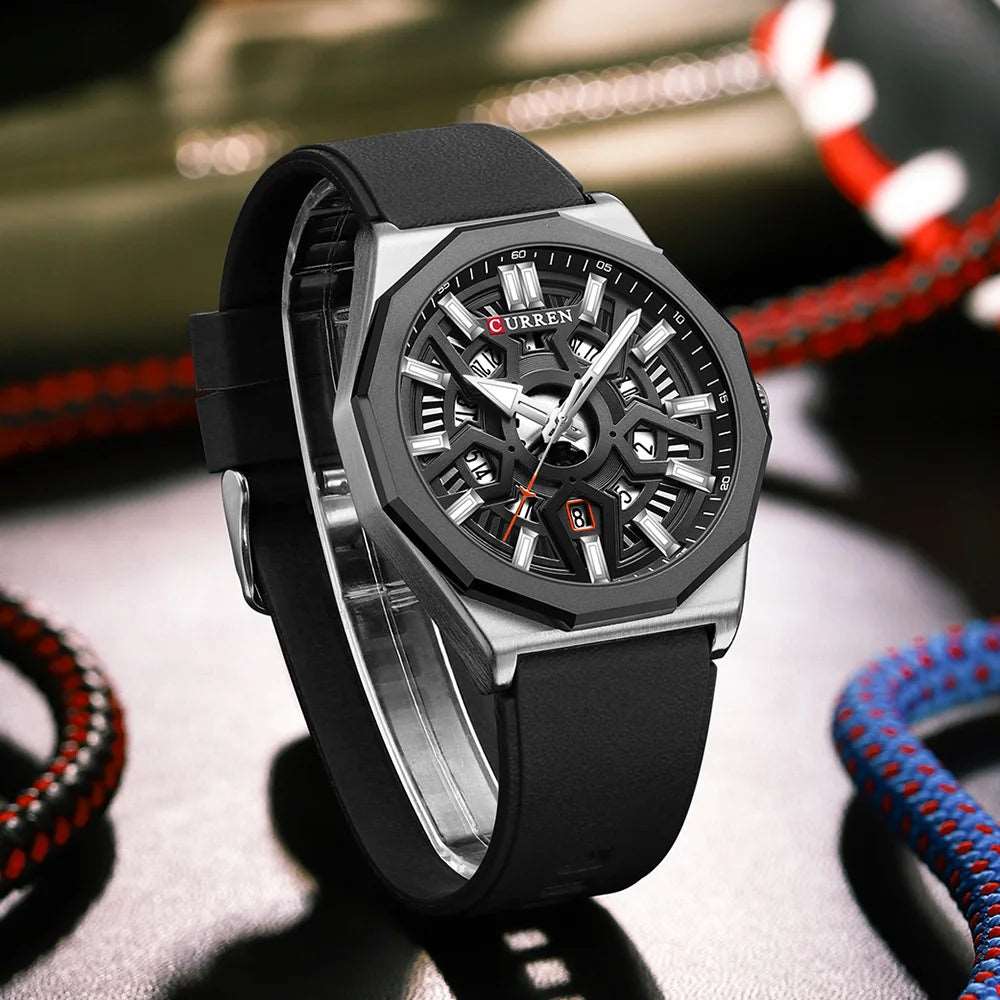 CURREN 8437 Men's Fashion Watch with Casual Silicone Straps, Quartz Movement, Auto Date, and Luminous Hands (Model 8437)" iTrade.si