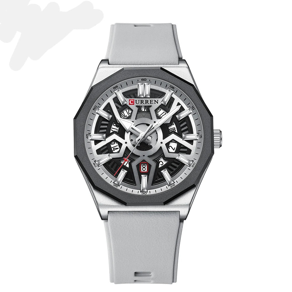 CURREN 8437 Men's Fashion Watch with Casual Silicone Straps, Quartz Movement, Auto Date, and Luminous Hands (Model 8437)" iTrade.si