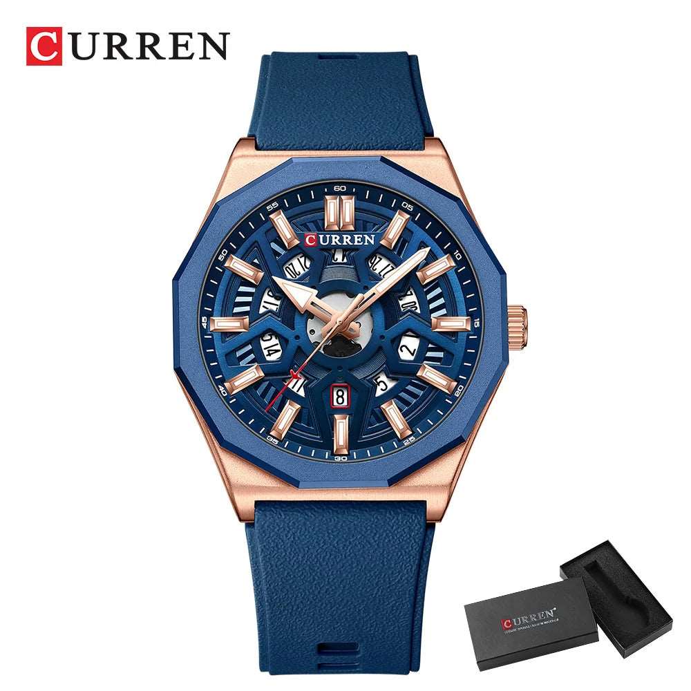 CURREN 8437 Men's Fashion Watch with Casual Silicone Straps, Quartz Movement, Auto Date, and Luminous Hands (Model 8437)" iTrade.si