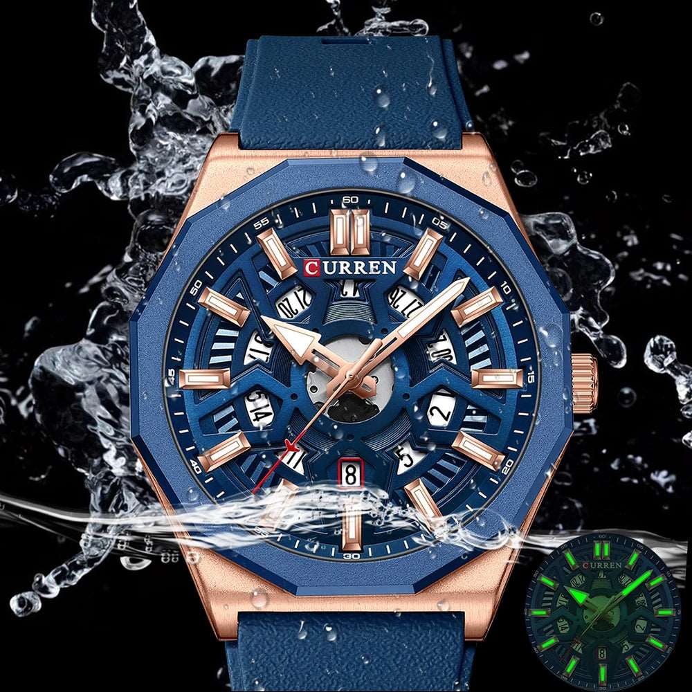CURREN 8437 Men's Fashion Watch with Casual Silicone Straps, Quartz Movement, Auto Date, and Luminous Hands (Model 8437)" iTrade.si