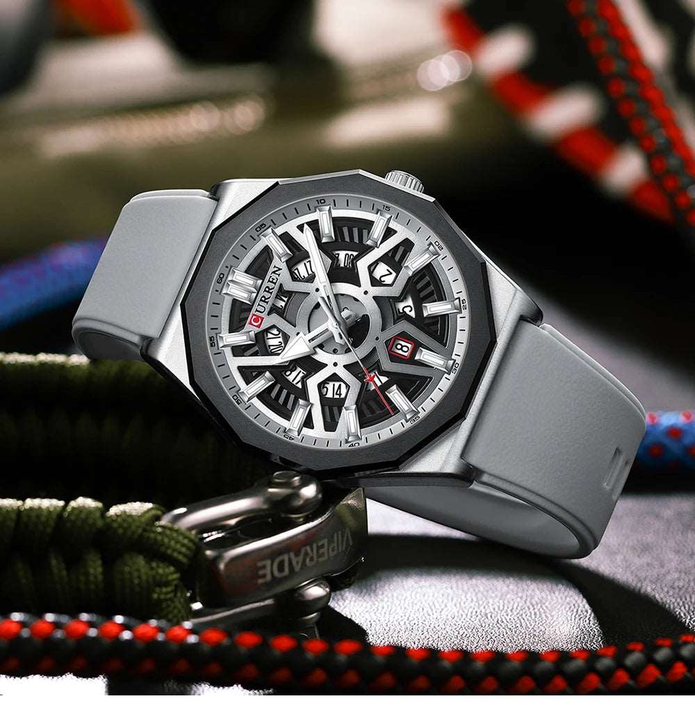 CURREN 8437 Men's Fashion Watch with Casual Silicone Straps, Quartz Movement, Auto Date, and Luminous Hands (Model 8437)" iTrade.si