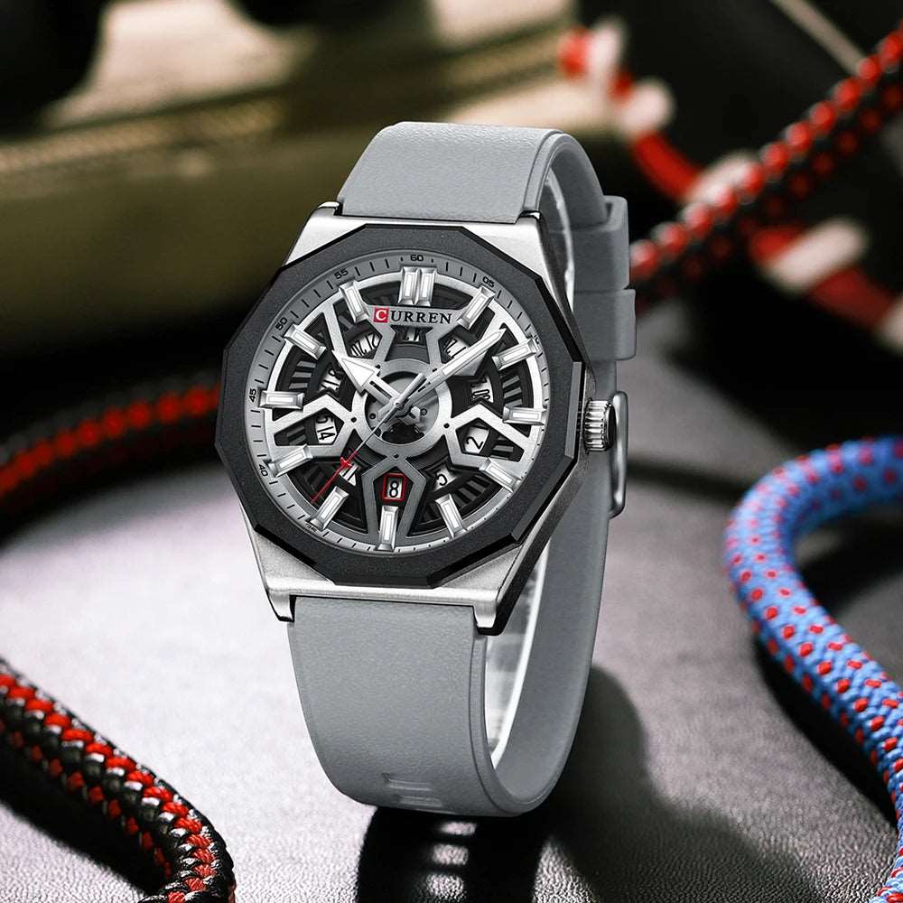 CURREN 8437 Men's Fashion Watch with Casual Silicone Straps, Quartz Movement, Auto Date, and Luminous Hands (Model 8437)" iTrade.si