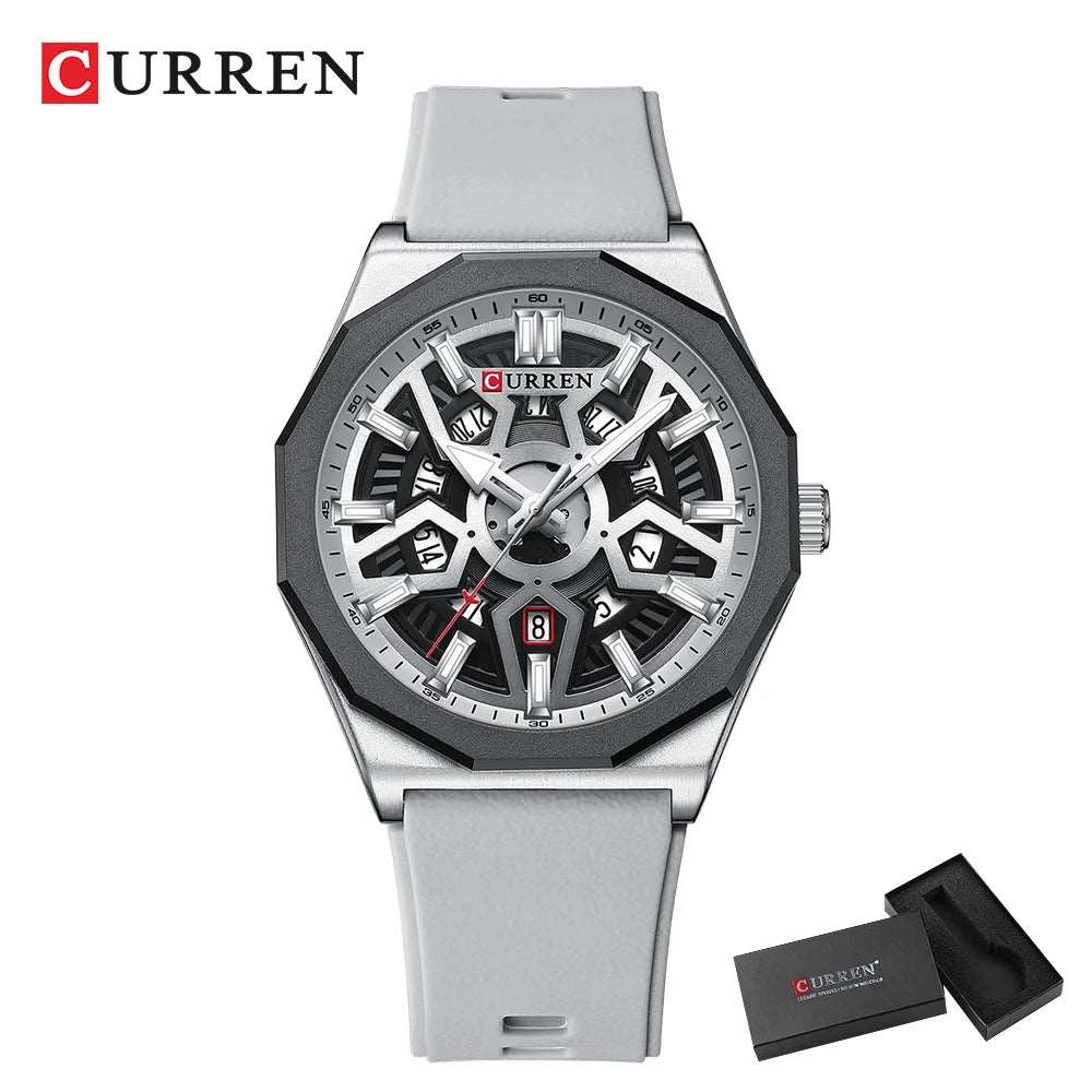 CURREN 8437 Men's Fashion Watch with Casual Silicone Straps, Quartz Movement, Auto Date, and Luminous Hands (Model 8437)" iTrade.si
