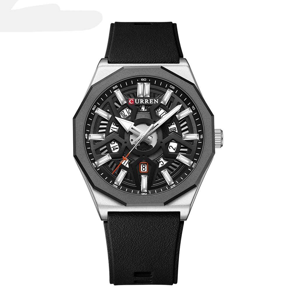 CURREN 8437 Men's Fashion Watch with Casual Silicone Straps, Quartz Movement, Auto Date, and Luminous Hands (Model 8437)" iTrade.si
