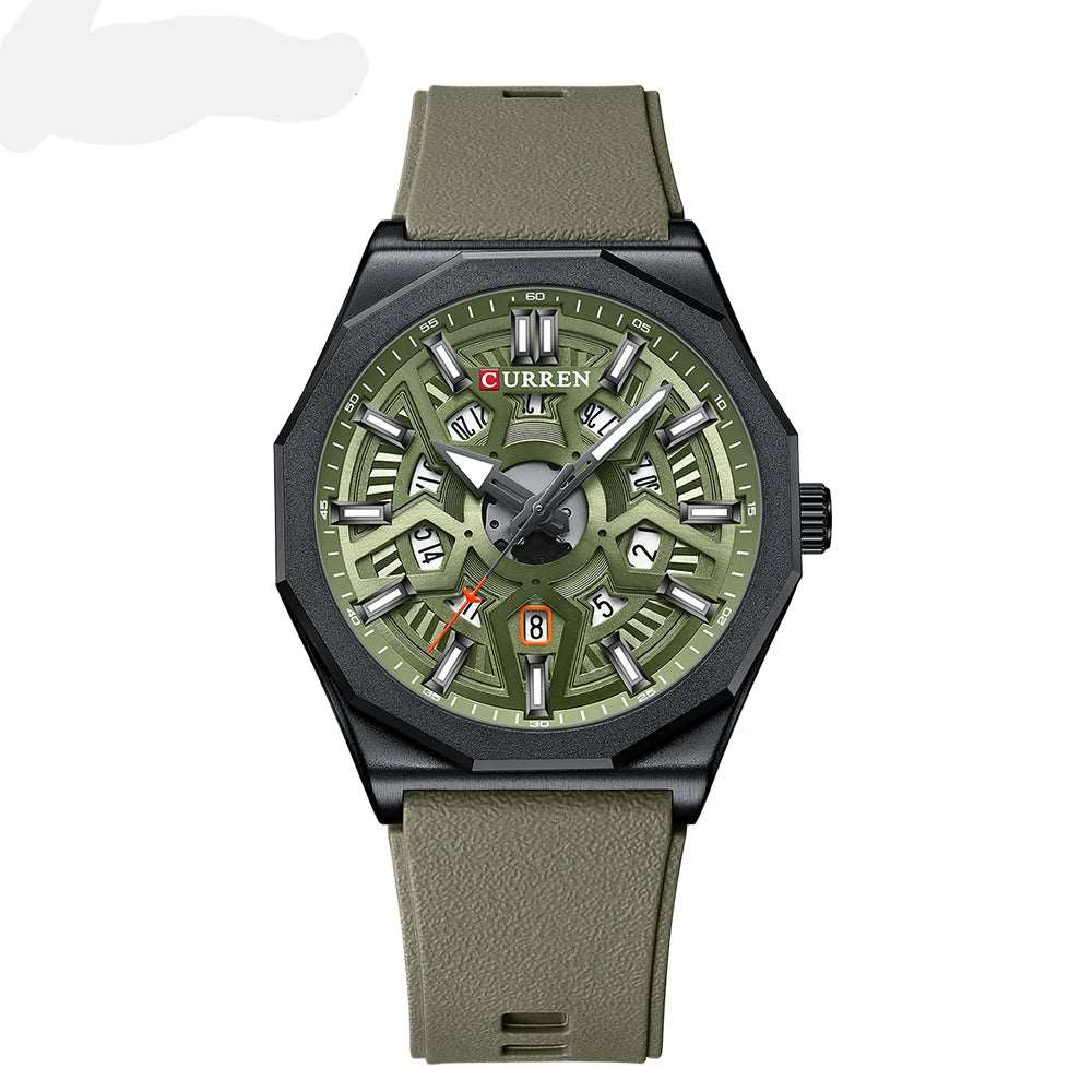 CURREN 8437 Men's Fashion Watch with Casual Silicone Straps, Quartz Movement, Auto Date, and Luminous Hands (Model 8437)" iTrade.si