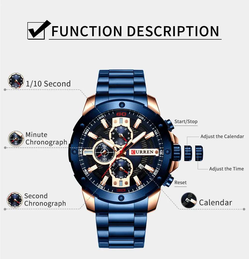 Curren 8336 Men's Chronograph Watch | Stainless Steel, Japan Quartz, Business Style iTrade.si