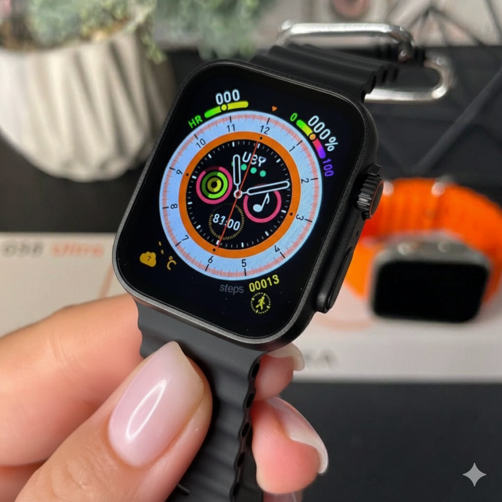 GS8+ Ultra Max Smartwatch – 2.2" HD Ekran, Ultra Izdržljiv Dizajn, Bluetooth Pozivi, NFC, Praćenje Zdravlja i Sportskih Aktivnosti