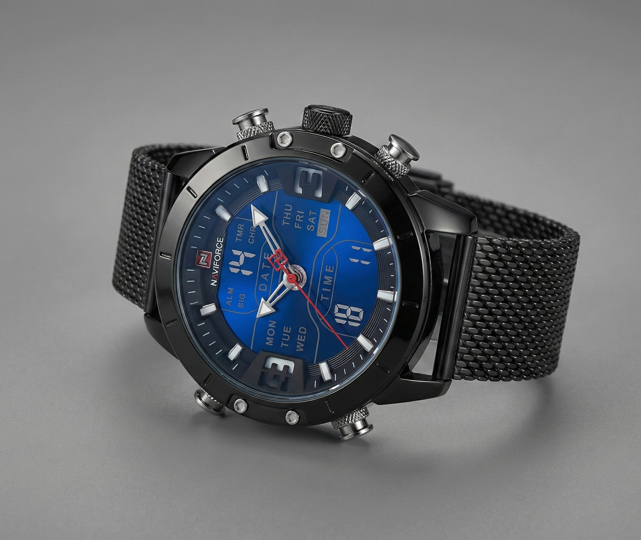 Visokokakovostna moška kvarčna ročna ura NAVIFORCE 9153: vrhunski pašček iz nerjavečega jekla, vrhunska izdelava