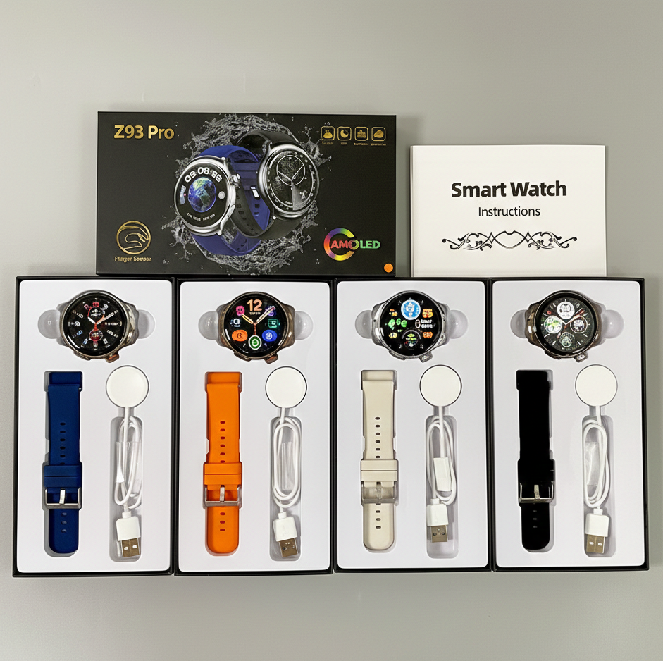 Pametna ura Z93 Pro – 1,52-palčni zaslon AMOLED HD, upravljanje s kretnjami, 3–7 dni baterije, več jezikov, spremljanje zdravja in športa 