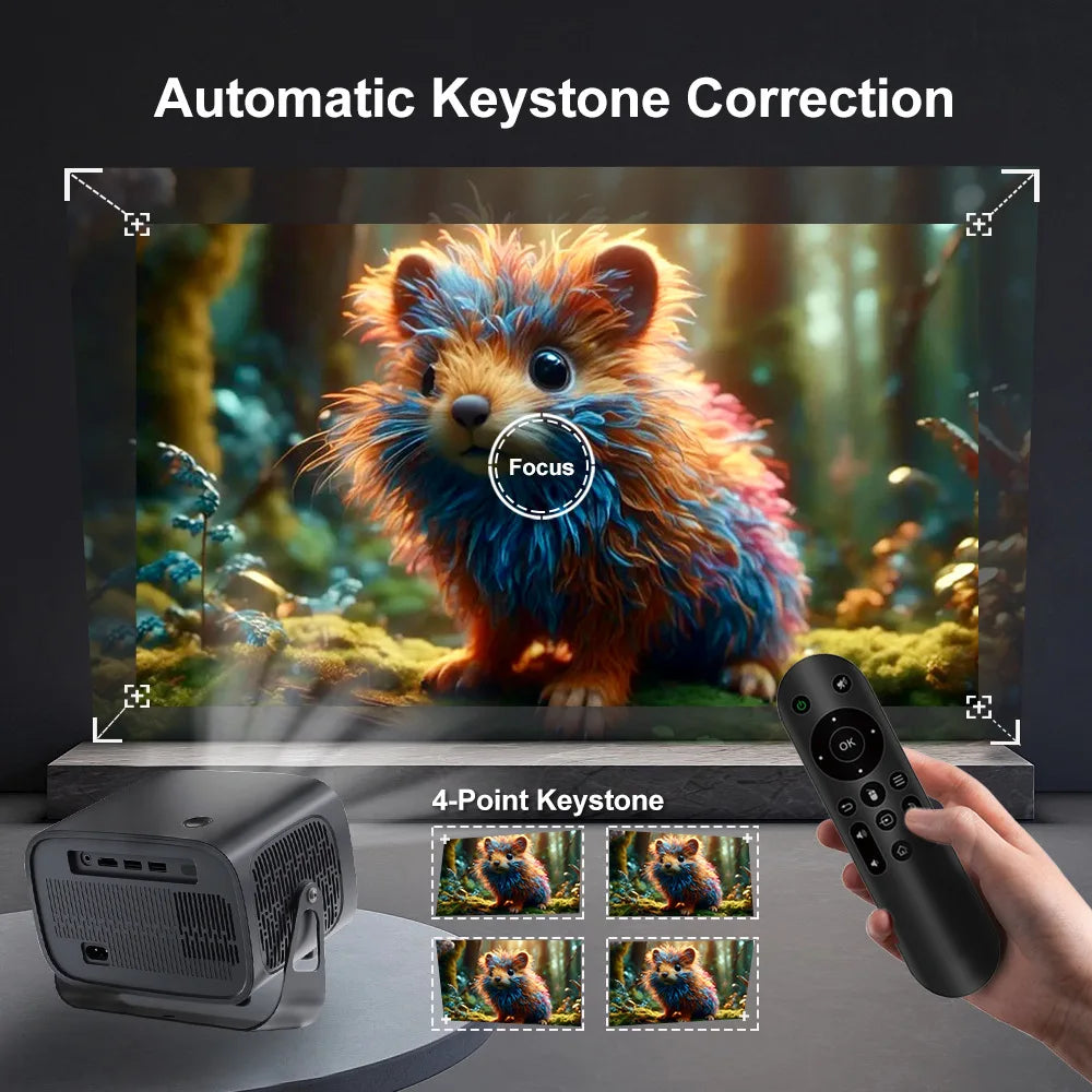 A10 Smart Mini Projector – Android 11, 200 ANSI HD, 360° Keystone, Wi-Fi 5G, Built-in Speaker