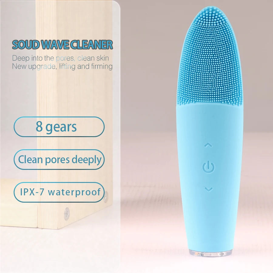 Electric silicone facial cleansing brush cleanser silicone deep pore face washing brush