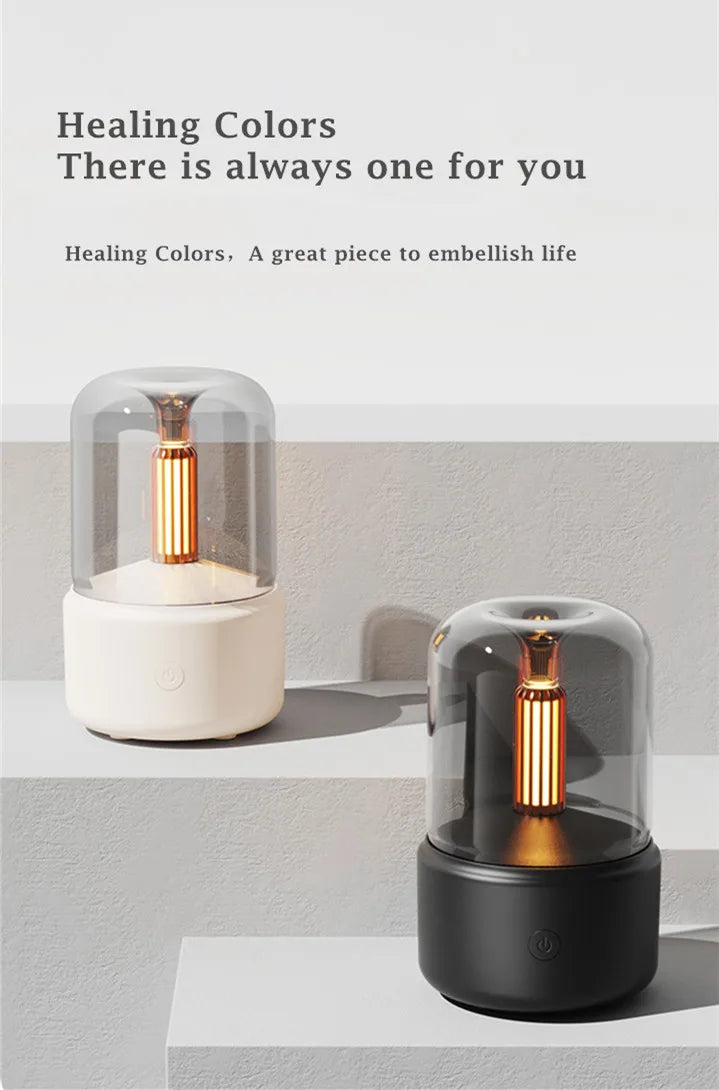 Unique Design Aroma Diffuser Humidifier 120ml - Portable USB Humidifier with Candlelight for Aromatherapy - Ideal for Car, Home, Desk