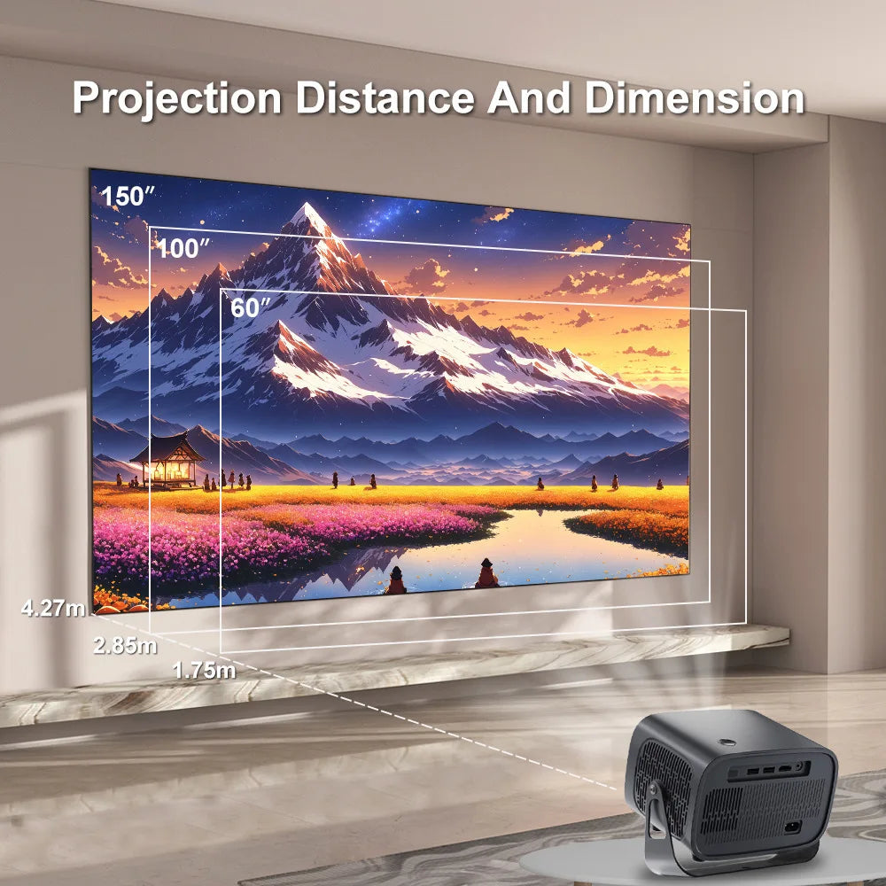 A10 Smart Mini Projector – Android 11, 200 ANSI HD, 360° Keystone, Wi-Fi 5G, Built-in Speaker