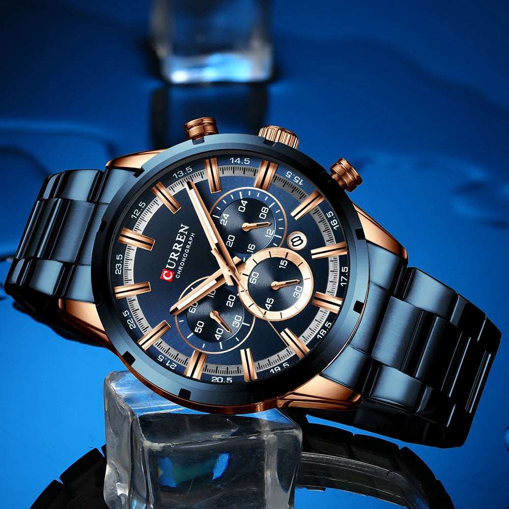 CURREN 8355 New Fashion Chronograph Quartz Watch for Men - Stainless Steel Luxury Sports Timepiece, Top Brand Elegance, and Relogio Masculino