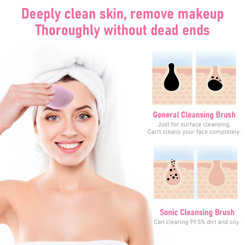 Mini Electric Facial Cleansing Brush Silicone Sonic Face Cleaner Deep Pore Cleaning Skin Massager Face Cleansing Brush Device iTrade.si