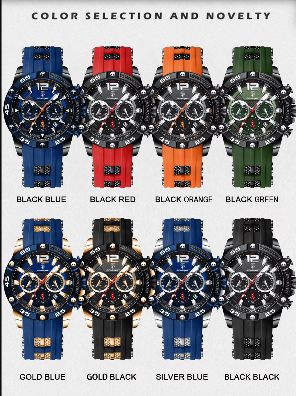 Poedagar 912 Men's Chronograph Watch | Waterproof, Luminous, Silicone Strap iTrade.si