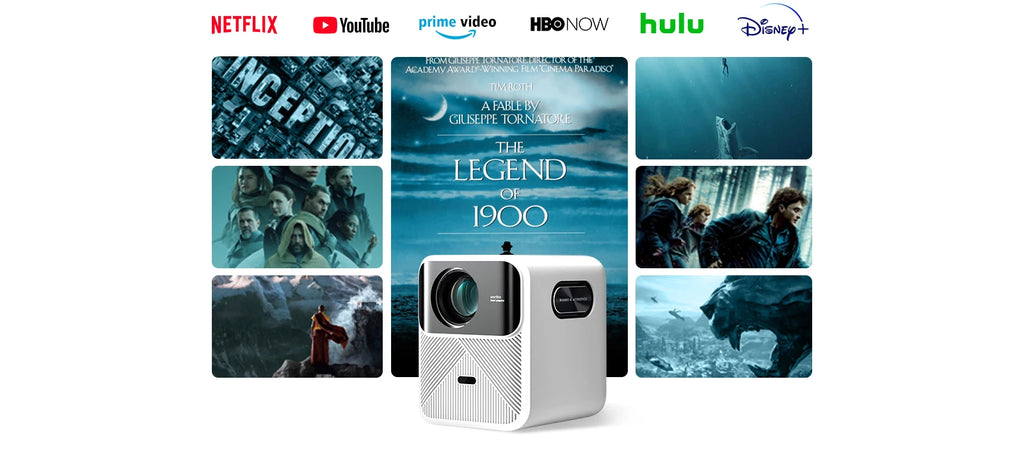 Projektor Wanbo Mozart 1 Full HD 1080P - 900 ANSI lumnov, WiFi 6, samodejno ostrenje in Keystone, pametni Android (2GB+32GB), TV za domači kino 