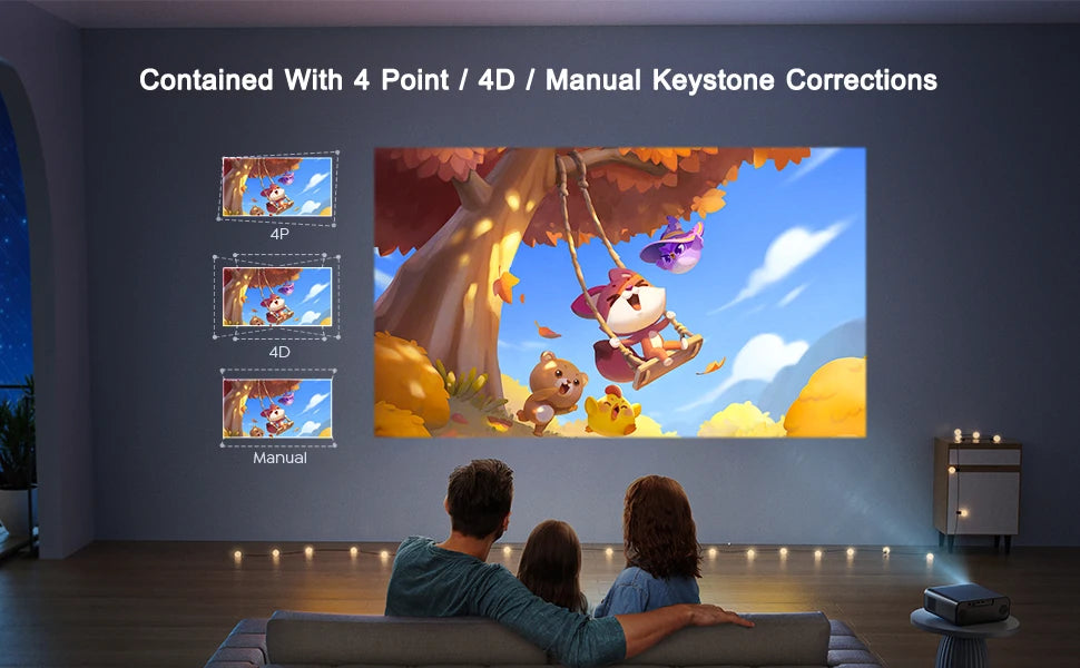 WiMiUS 4K projektor s samodejnim ostrenjem - izvirna ločljivost 1080P z WiFi 6 in Bluetooth 5.2 