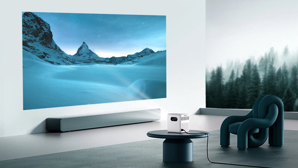 Projektor Wanbo Mozart 1 Full HD 1080P - 900 ANSI lumnov, WiFi 6, samodejno ostrenje in Keystone, pametni Android (2GB+32GB), TV za domači kino 