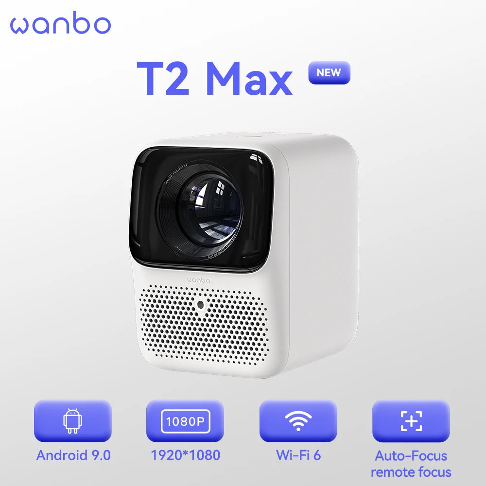 Mini projektor WANBO T2 Max Android 9.0, 1080p Full HD, 450 ANSI, WiFi, prenosni s HiFi zvokom za dom in na prostem 