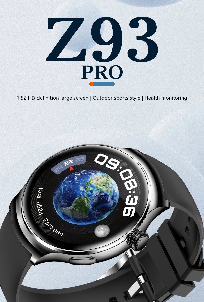 Z93 pro Okrogla pametna ura Moške Ženske 1,52-palčni velik zaslon reloj inteligente relojes Health Monitor Bluetooth klici Šport na prostem