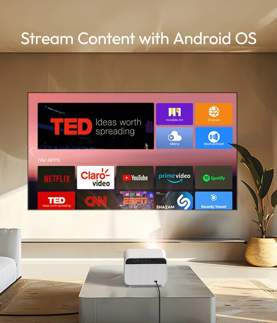 Projektor BYINTEK LOVE U12 Full HD 1080P | Podpora za 4K | 800 ANSI lumnov | WiFi 6 in Bluetooth 5.2 | Android Domači kino