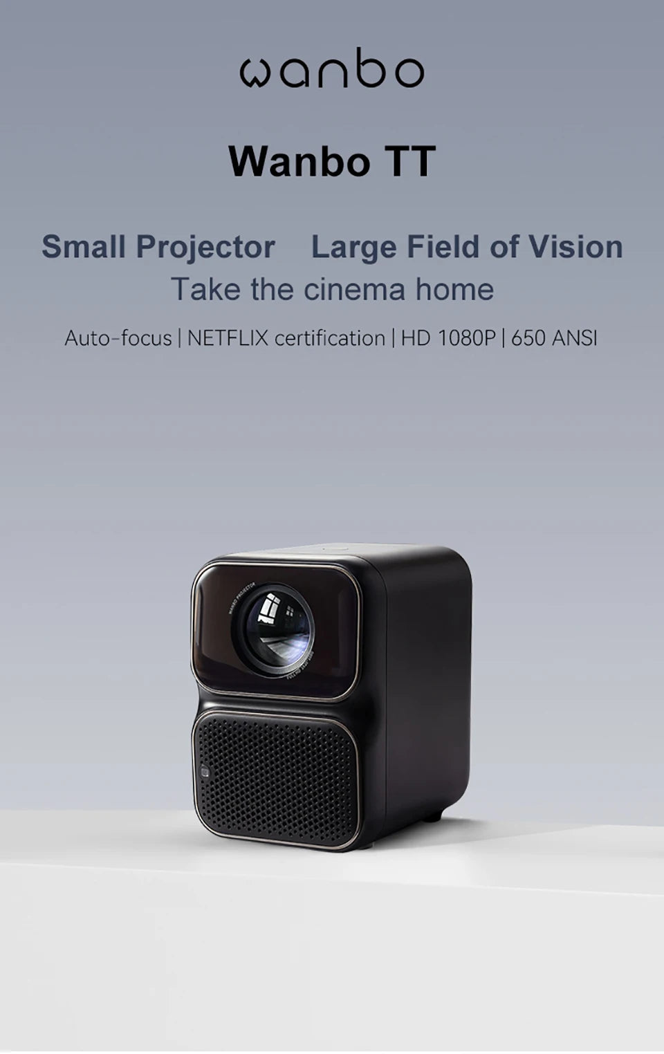 Projektor Wanbo TT Mini projektor s certifikatom Netflix 1080P Linux System, 650ANSI 4K Dolby Audio HDR10 Pametni domači kino 