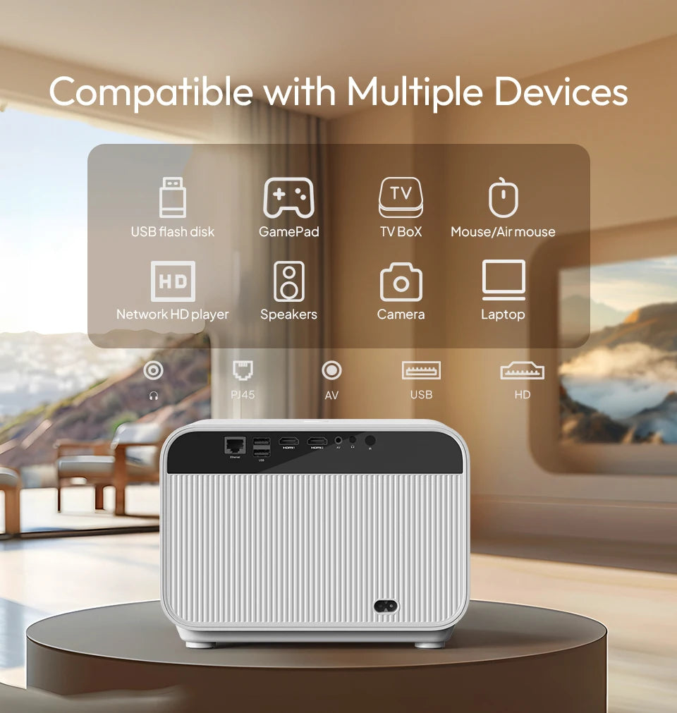 Projektor BYINTEK LOVE U12 Full HD 1080P | Podpora za 4K | 800 ANSI lumnov | WiFi 6 in Bluetooth 5.2 | Android Domači kino