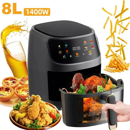 1400W 8L zračna friteza | Pećnica bez ulja, programabilna Smart LED Touch, toplinski ciklus za pomfrit &amp; piletinu