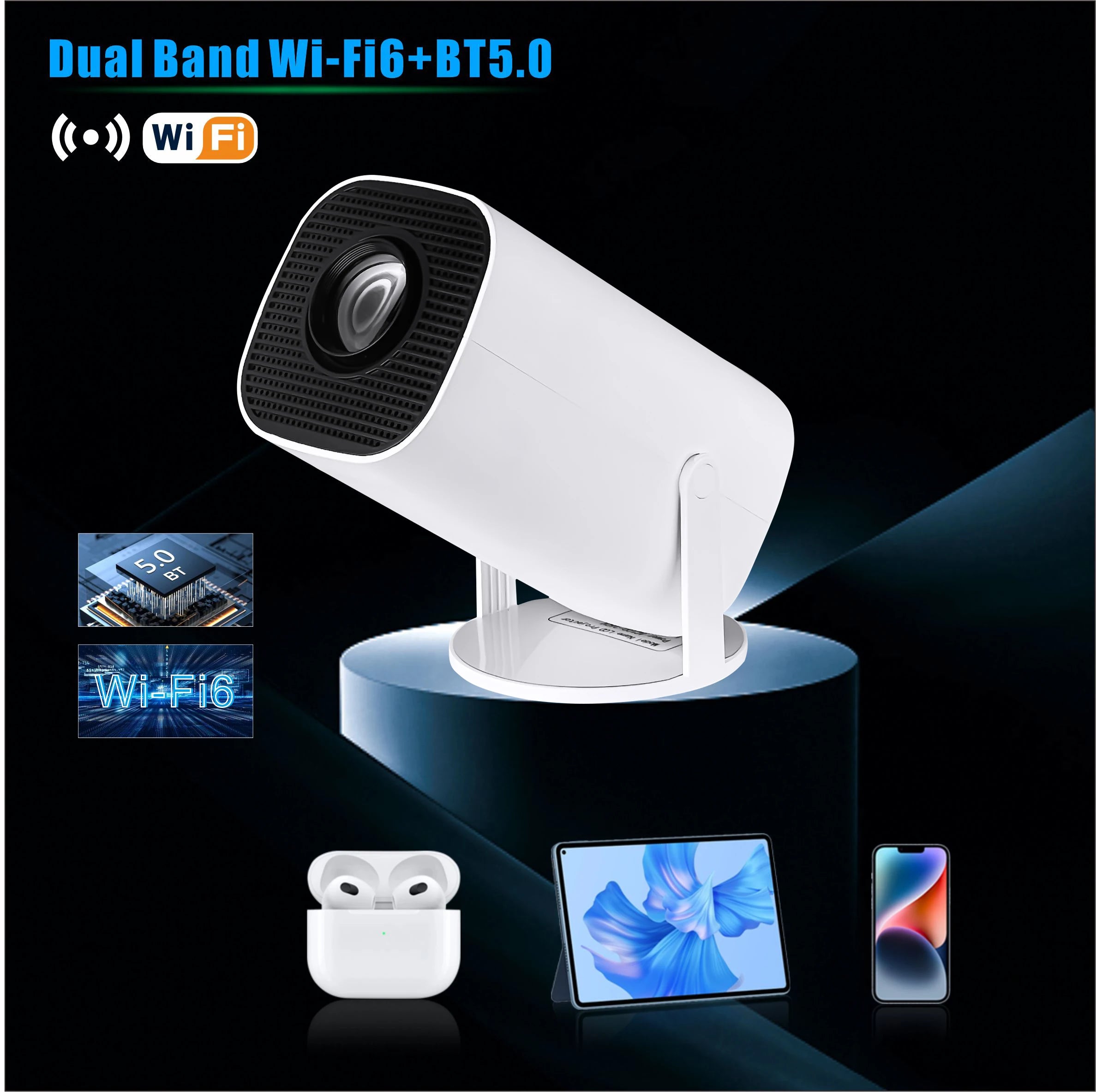 P30 Mini Smart Projector - 4K Ultra HD, Android 11, WiFi 6, BT 5.4, Mobile & Gaming Home Theater