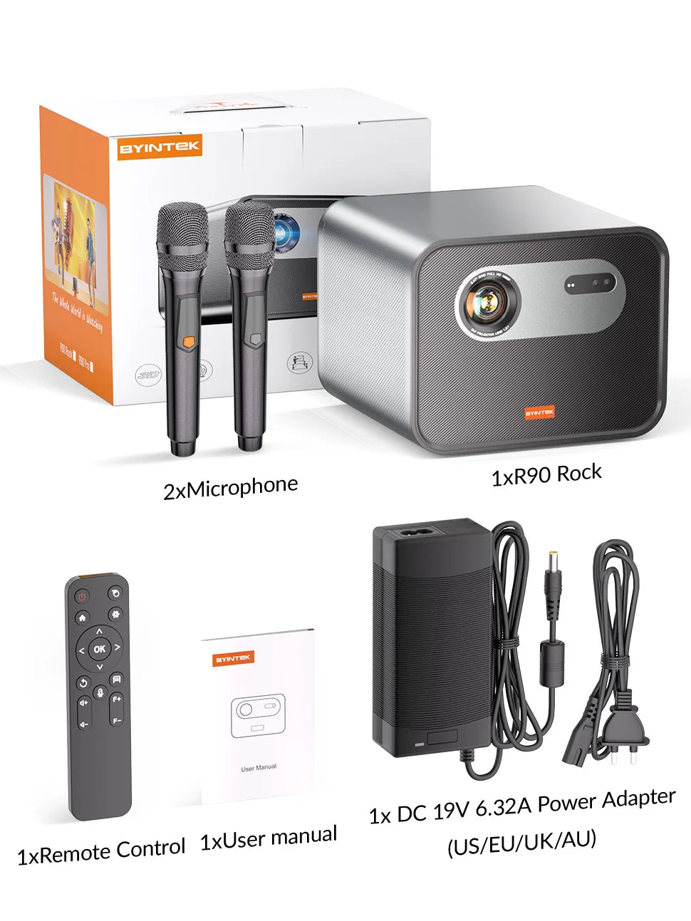 BYINTEK R90 Rock Full HD 1080P DLP projektor - 2200 ANSI lumnov, Android TV 11