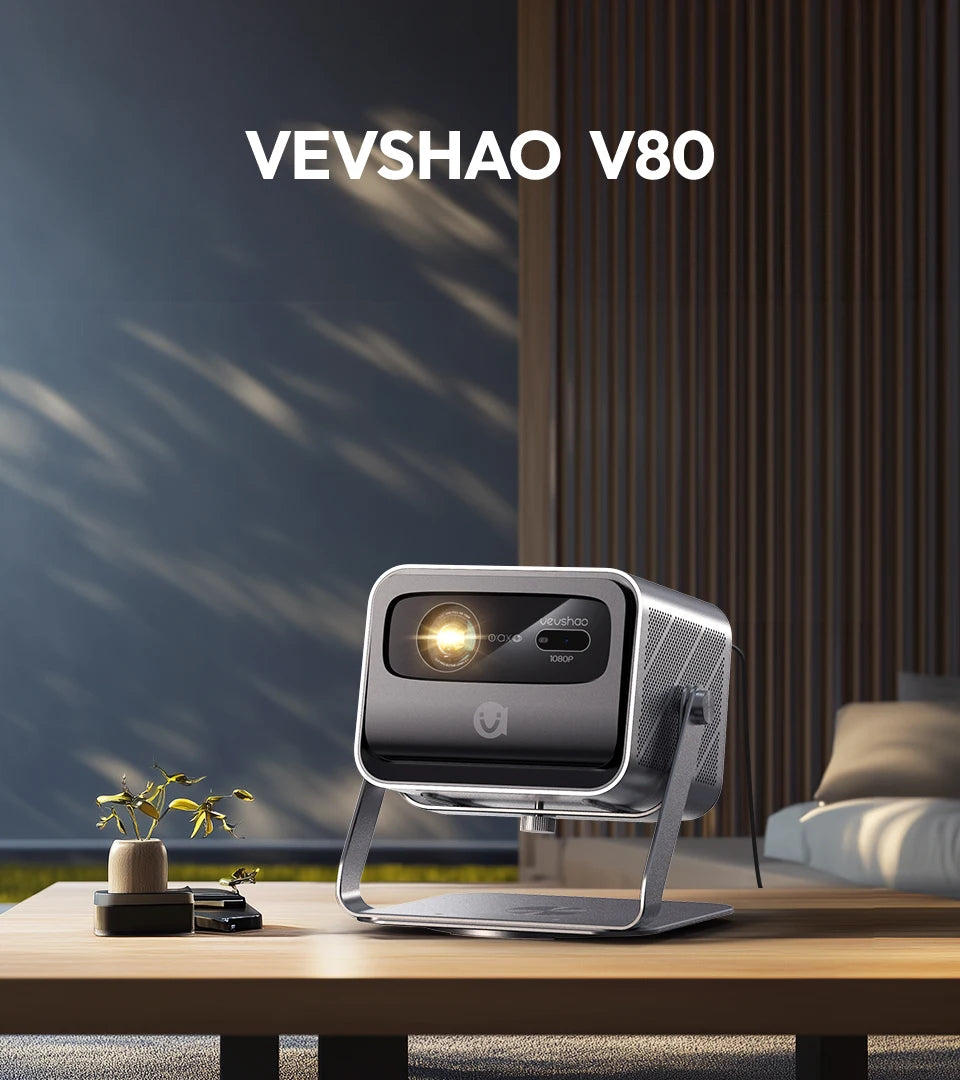 VEVSHAO V80 DLP projektor Full HD 1080P, 2200 ANSI lumnov, Android 11, WiFi 6