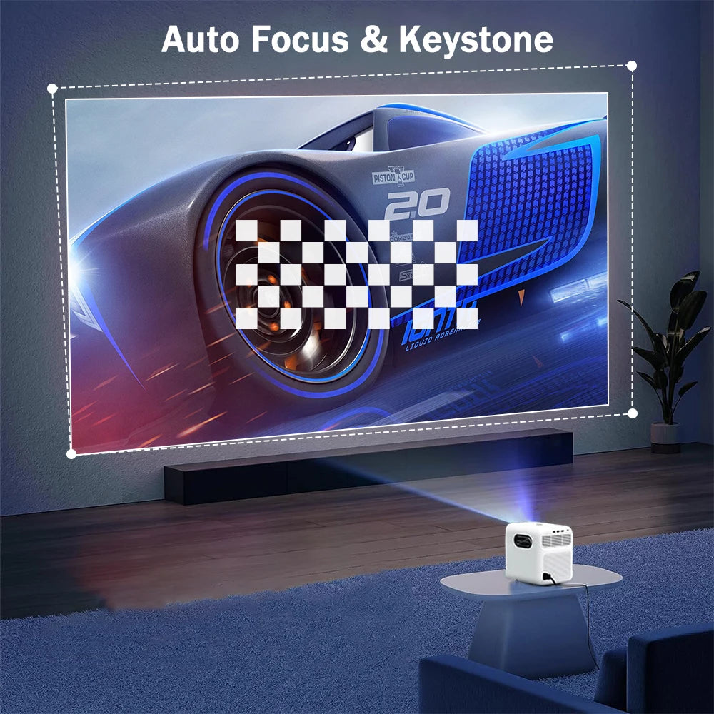 Projektor Wanbo Mozart 1 Full HD 1080P - 900 ANSI lumnov, WiFi 6, samodejno ostrenje in Keystone, pametni Android (2GB+32GB), TV za domači kino 