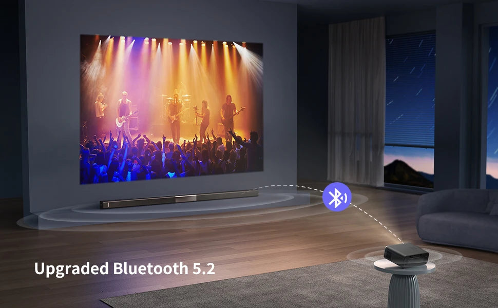 WiMiUS 4K projektor s samodejnim ostrenjem - izvirna ločljivost 1080P z WiFi 6 in Bluetooth 5.2 