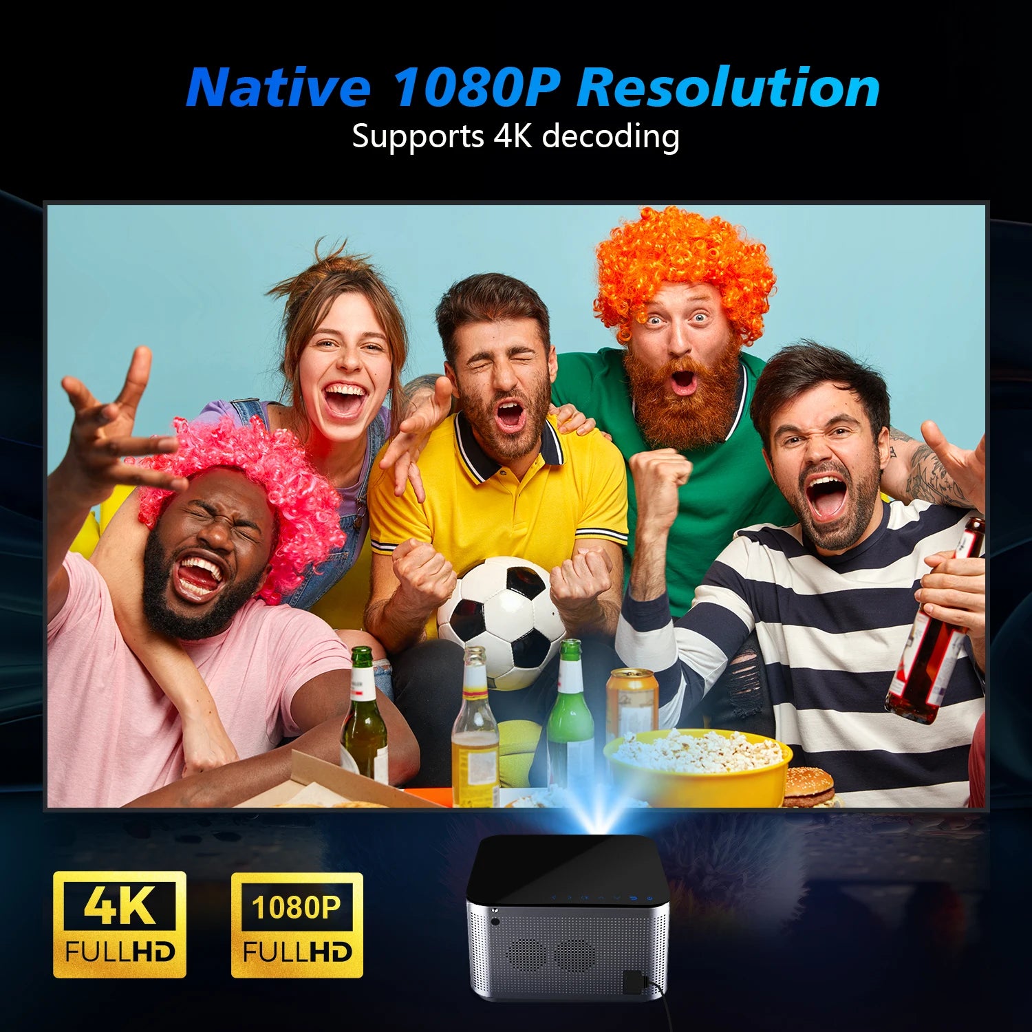 Projektor za domači kino Magcubic HY350 Pro 4K - 580 ANSI lumnov, Android 11, WiFi 6, ločljivost 1080P, glasovno upravljanje, elektronsko ostrenje, BT 5.0, čip Allwinner H713