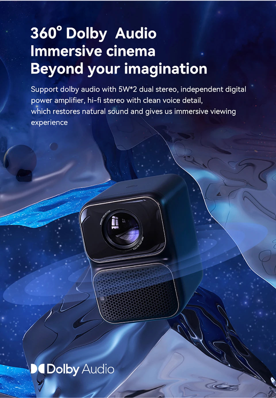 Projektor Wanbo TT Mini projektor s certifikatom Netflix 1080P Linux System, 650ANSI 4K Dolby Audio HDR10 Pametni domači kino 