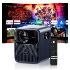 Wanbo Mozart 1 Pro Projector: Android TV 11.0, Google Assistant, Netflix, 1080P, 4K Support, 900 ANSI Lumens, Dual WiFi, DRM L1 Certified