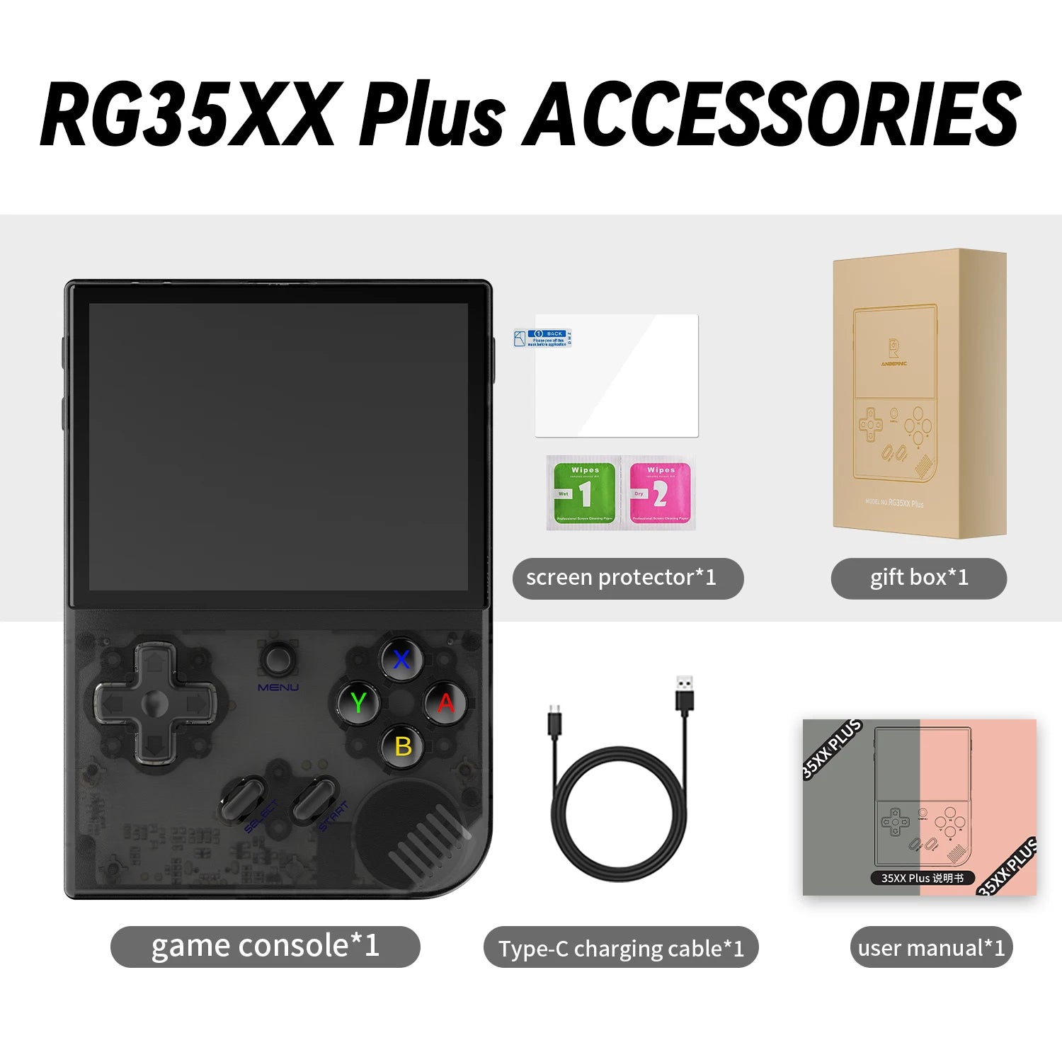 ANBERNIC RG35XX Plus Retro Handheld Game Console | 3.5'' IPS Screen, Linux, HD-MI TV Output, Portable Video Game Player