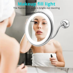 Flexible Gooseneck LED Makeup Mirror | 10X Magnification, Suction Cup, 360° Swivel