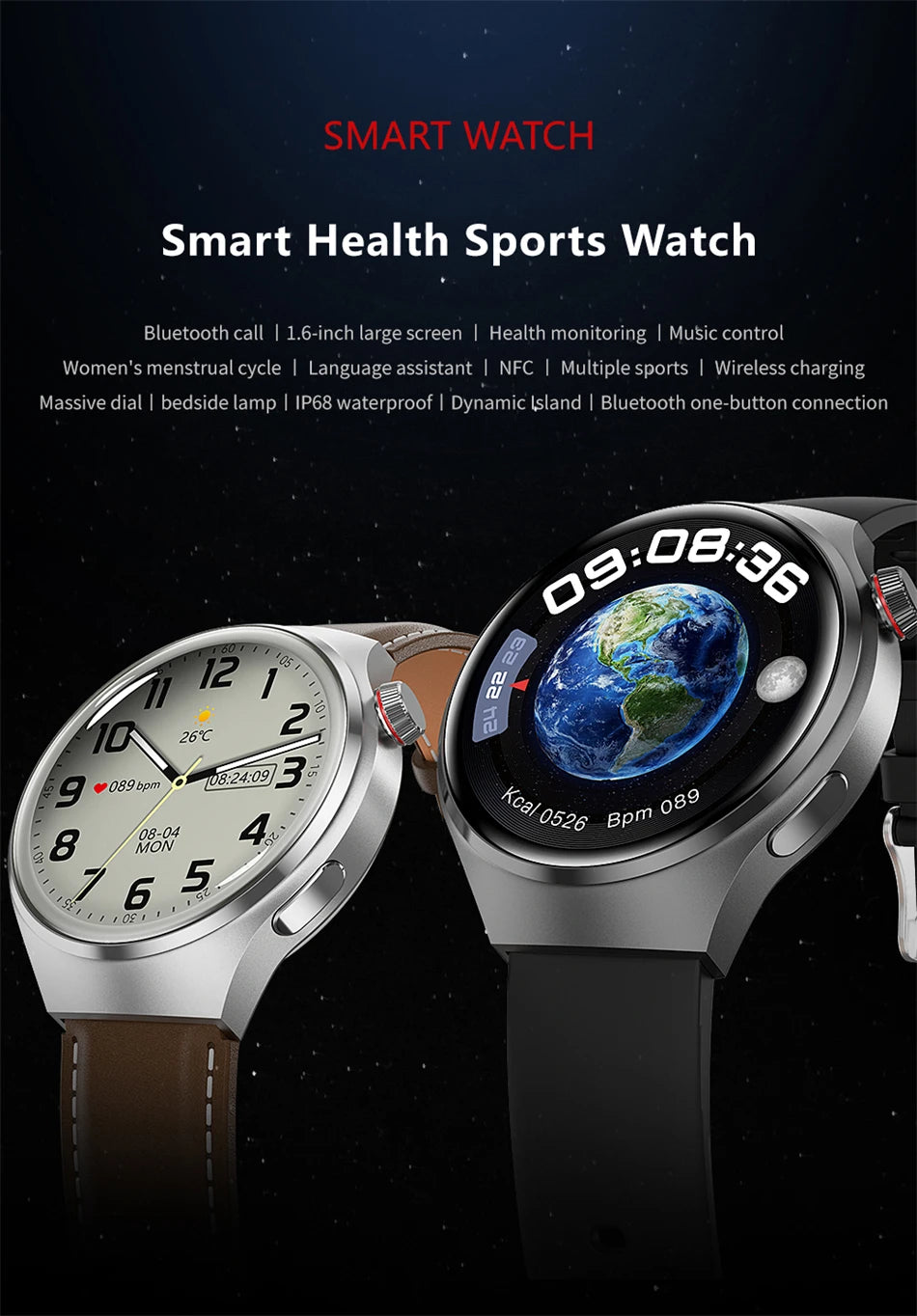 Watch 4 Pro Smartwatch for Men | 360x360 HD Screen, BT Call, NFC, IP68 Waterproof, Heart Rate & Blood Oxygen, 2024 Model